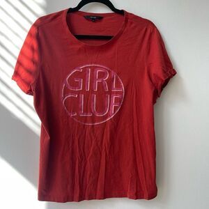 Vero Moda Women's T-Shirt Folded Short Sleeve Scoop Neck Red  Girl Club Graphic